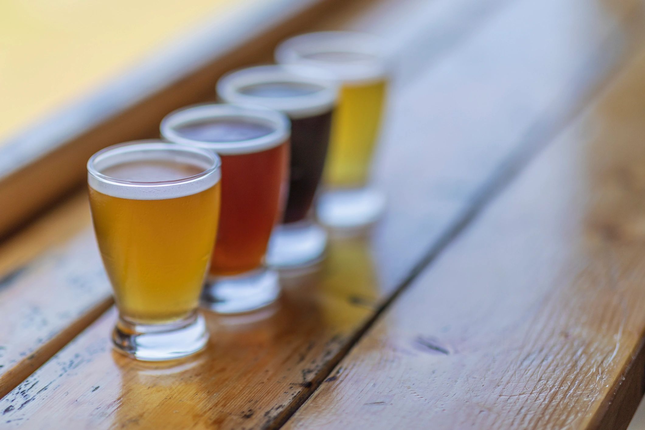 Beer flight on a table